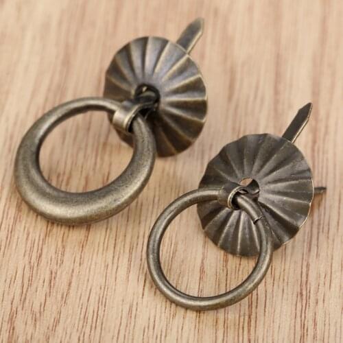 5pcs Ring Handles Sun shape Iron Pulls Antique Bronze Sunshine Mini Round Knobs 25mm/19mm Decor Drawer Cabinet Cupboard Home