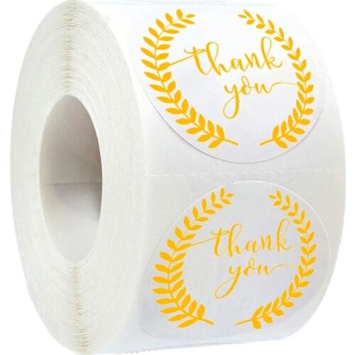50 labels thank you stickers seal label Golden olive branch custom sticker scrapbooking for gift decoration stationery sticker