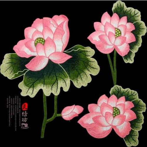 6pcs/lot Embroidery diy lotus lotus cloth paste cloth decoration patch paste Chinese wind cheongsam Han cloth decoration to make