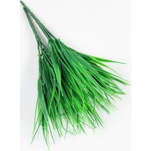 7 Fork Artificial Spring Grass Green Plastic Simulation Foliage for Wedding Decorations Fashionable Room Ornament W9221