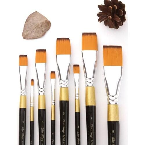 8 Pcs Professional Paint Brushes Different Shape Nylon Hair Artist Painting Brush For Acrylic Oil Watercolor Art Supplies