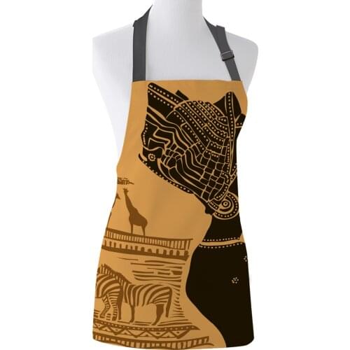 African Women Zebra Giraffe Pattern Kitchen Apron Women Adult Female Home Cooking Baking Cleaning Aprons Bibs Home Tools