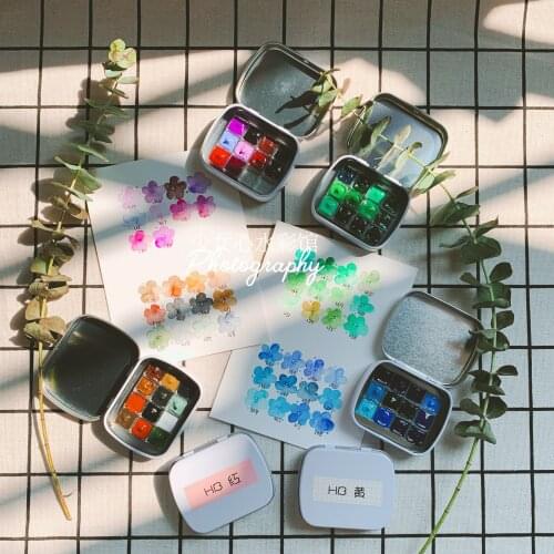 Original Holbein Watercolor Paint Red, Yellow, Green, Blue, Purple, 12-color Sub-pack Acuarelas Art Nail Watercolour Supplies