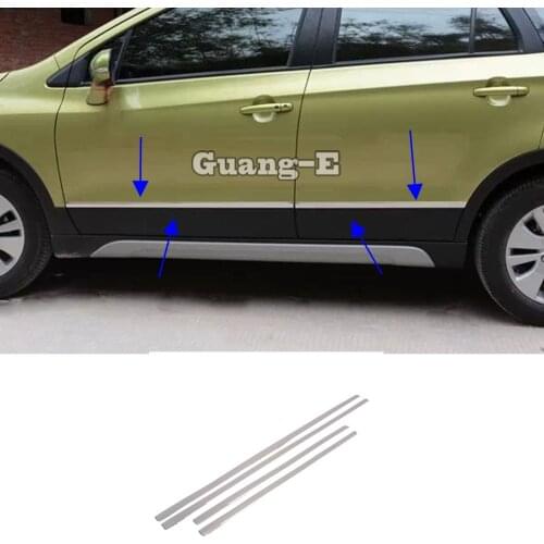 Car Cover Detector Stainless Steel Side Door Body Trim Sticks Strips Molding For Suzuki S-Cross Scross SX4 2014 2015 2016 2017