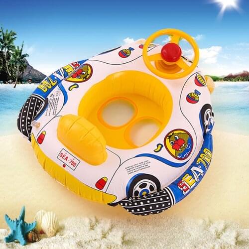 Infant Swimming Ring Baby Pool Seat Toddler Float Water Ring Aid Trainer Baby with Steering Wheel Water Playing Toy