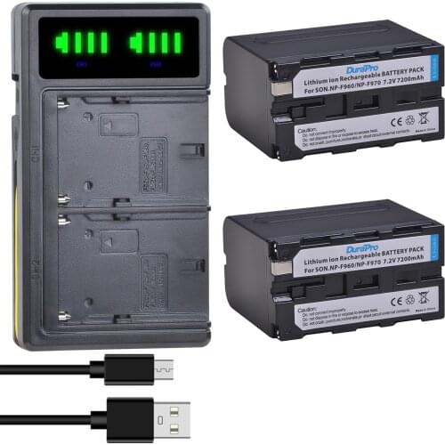 1Pc 7200mAh NP-F960 NP F970 Camera Battery + LCD USB Charger for Sony NP-F550 F770 F750 F960 FM500H FM70 QM91D QM71D HVR-V1J