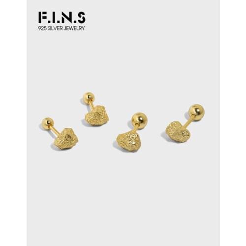 F.I.N.S S925 Sterling Silver Double Side Stud Earrings Free Ear Bone Studs Irregular Bead Ball Minimalist Ear Fine Jewelry