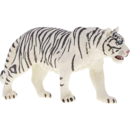Environmental PVC Realistic Zoo Figures Jungle Wild Animals Siberian Tiger Figurine Kids Toy Party Bag Favor White
