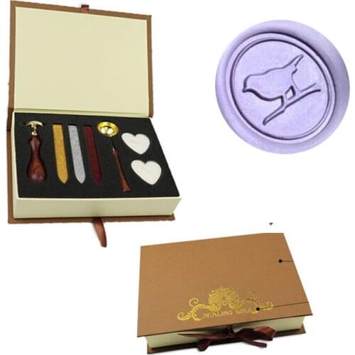 Signature Vintage Bird On Branch Flower Custom Picture Logo Wedding Invitation Wax Seal Sealing Stamp Rosewood Handle Set Kit
