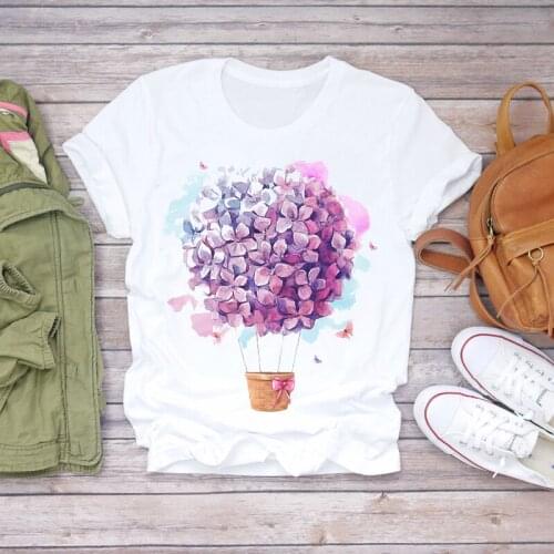 Dream Feather Print Short Sleeve T-shirt 2021 Womens T-shirts Fashion Lady Oversized T-shirt Tops Female Tee Women Clothes