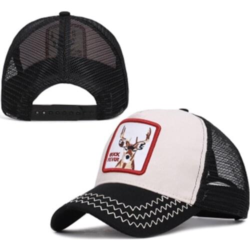 Deer Animal Embroidery Cotton Casquette Baseball Cap Mesh Breathable Adjustable Snapback Hats for Men and Women 202