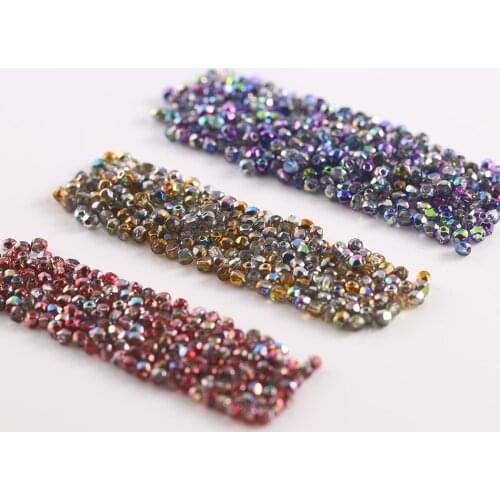 Imported from the Czech Republic, 21 colors, 2mm Czech multifaceted fire magic beads, glass beads, 100 French embroidery beads