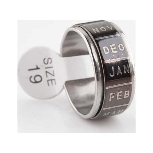 Rotation Month rings 316L Stainless Steel finger ring men jewelry wholesale black