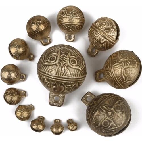 Multi - size pure bronze tiger head bell to ward off evil tiger mouth pure bell cat dog pet bell