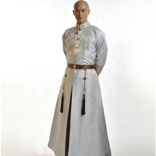 Film TV Dragon Robe Qing Dynasty Court gown man Emperor stage show theater costume Manchu Prince clothing imperial robe