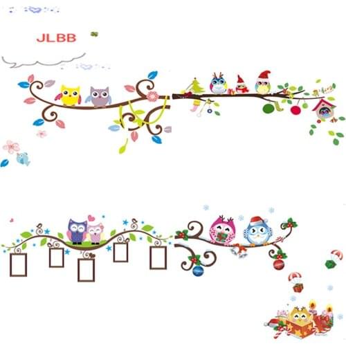 Colorful owl on tree wall stickers for kids room Living room Bedroom home decoration arts cartoon wall decal diy animal sticker