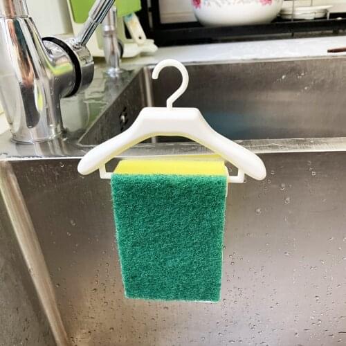 Creative Clothes Hanger Shape Kitchen Sink Rack Sponge Dish Cloth Storage Rack Sink Shelf Sucker Hanger Holder