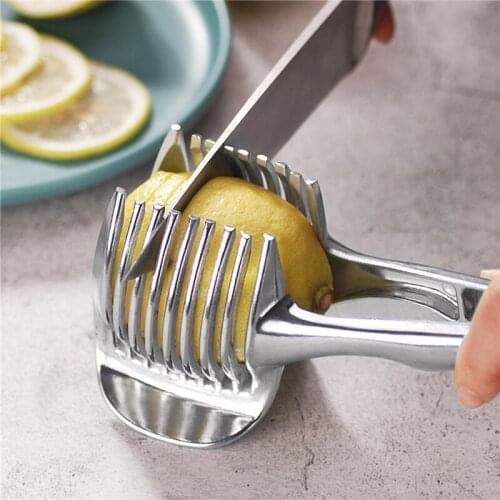 Kitchen Gadgets Handy Stainless Steel Onion Holder Potato Tomato Slicer Vegetable Fruit Cutter Safety Cooking Tools Accessories