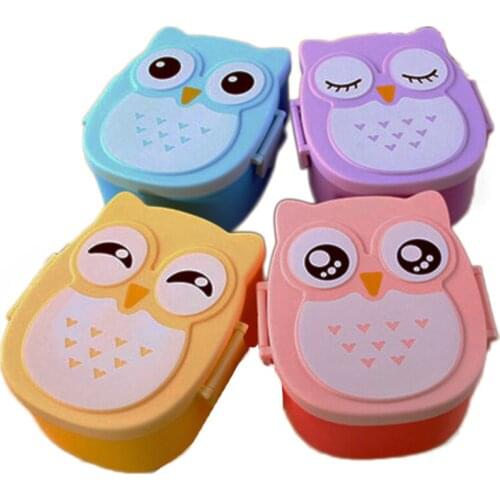 Lunch Box Cartoon Ware Colorful Tray Bowl Food Grade PP Lunch Owl Dinnerware Lovely Kids Cutlery Environmental Children Plates