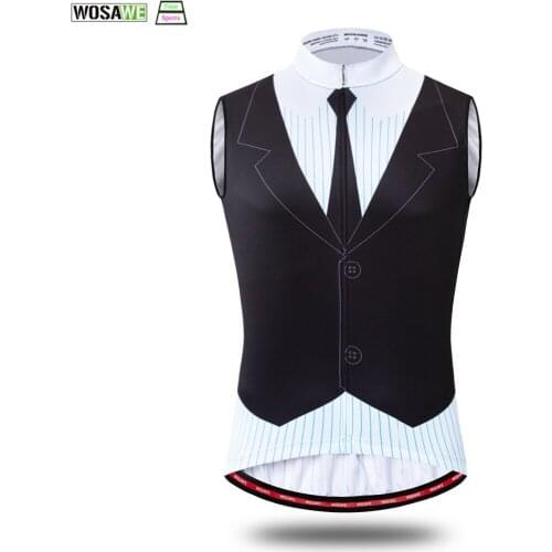 WOSAWE Mens Summer Sleeveless Reflective Cycling Jersey Quick Drying MTB Clothing Bicycle Sportwear Breathable Bike Clothes