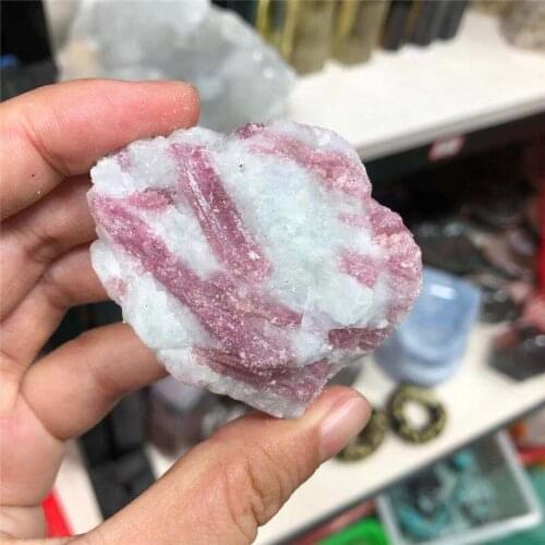 Natural Hand Carved Healing Stones Pink Tourmaline Rough Gemstone For Decoration