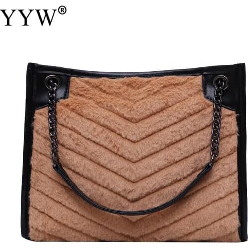 NEW Winter Plush Shoulder Bags For Women 2020 Faux Fur Crossbody Bag Solid Color Warm Big Capacity Tote Bag Bolsa Feminina