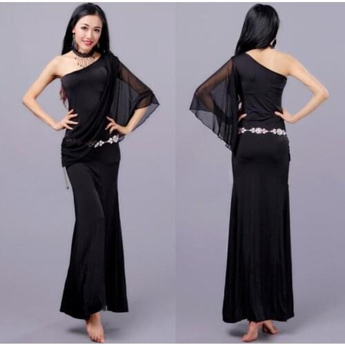 NEW Shoulder Design BellyDance Practice Clothes sexy Oriental Dancing Costume 4 colors