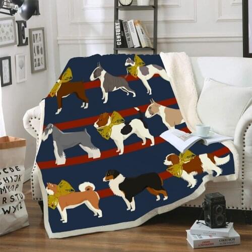 Pet dog Funny Character Blanket 3D Print Sherpa Blanket on Bed Home Textiles Dreamlike Style 05