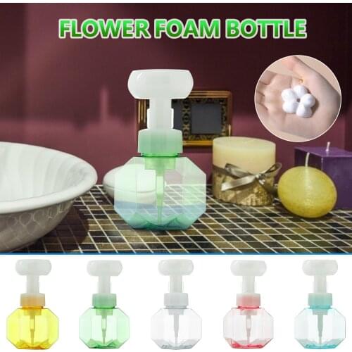 Portable Press Flower Plastic Foam Bottle Empty Pump Mousses Liquid Bottle Lotion Shampoo Dispenser Refillable Bottles 1PCS