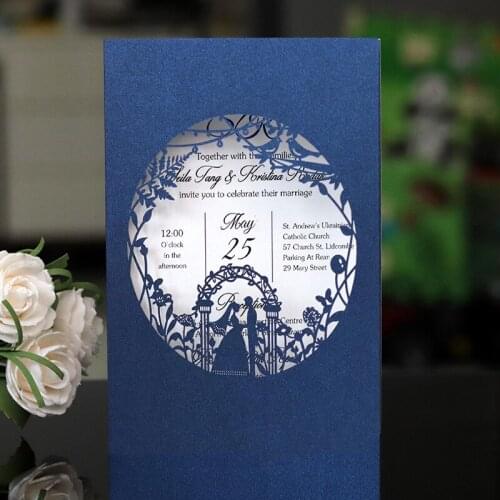 25Pcs Bride And Groom Wedding Invitation With Pearl Paper Bridge Pigeon Laser Cut Invitations For Christening Party Supplies