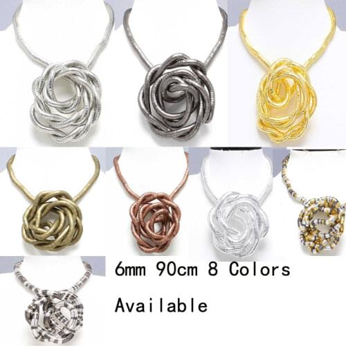 Retail 9 Colors 6mm 90cm Mixed Colorful Iron Bendable Flexible Twisted Snake Necklace 8 Colors Available,1pcs/pack