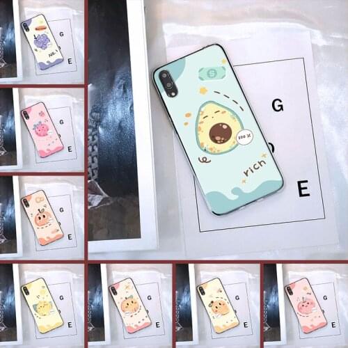 Cute Peach Kawaii Avocado Orange Back Cover For Huawei Y5 Y6 Y7 2019 Phone Case Silicone For Huawei Y6 Y7 Y9 Prime Pro 2019
