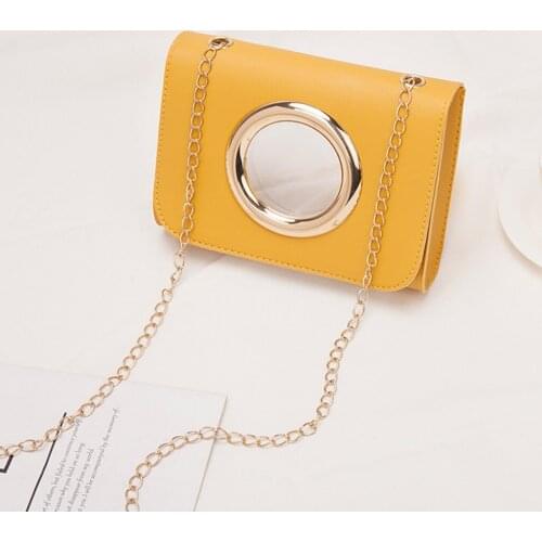 Crossbody Bags Fashion Metal Ring Covered Chain Shoulder Small Bag Women Handbag Ladies Soild Color Mini Flap Bags Torebka