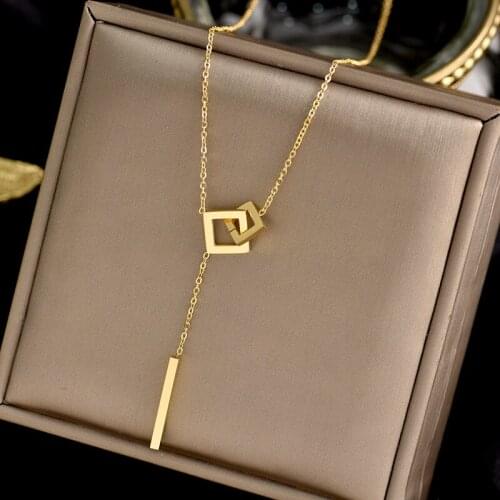 316L stainless steel light luxury fashion European and American necklace Han simple tide personality tassel collarbone chain