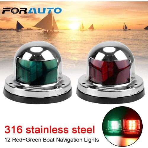 LED Navigation Lights Red Green Sailing Lamp 2pcs 12V Stainless Steel Warning Signal Light for Marine Yacht