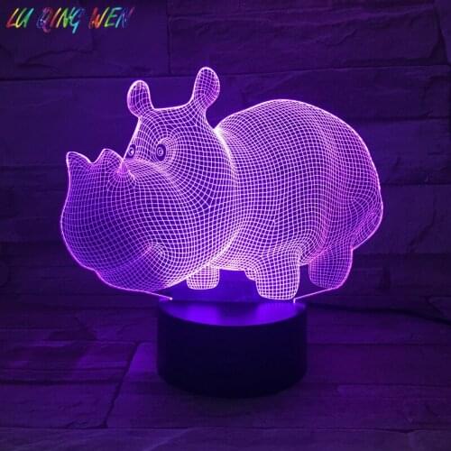 Hippo 3d Led Night Light with Sensor Baby Present Color Changing Decoration Bedroom Atmosphere Nightlight Table Lamp Hippo