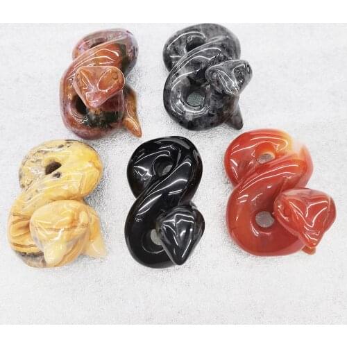 Wholesale high quality Natural stone snake shape ornaments can be used for home decoration study decoration DIY gifts
