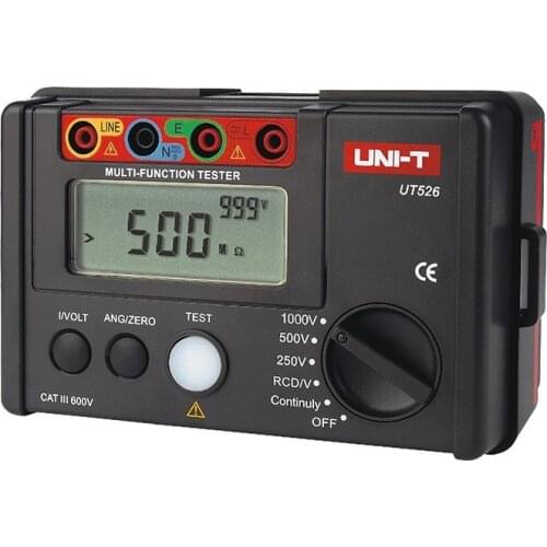 UNI-T UT526 Multi-function digital electric meter Electrical Insulation Tester Earth Resistance Meter+RCD Test+Continuity+AC/DCV