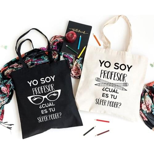 Teacher Life Spanish Yo Soy Profesor Cual Es Tu Superpoder Shopping Tote Bag Reusable Handbag Shoulder Book Bags High Capacity