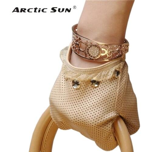 NEW 2020 Women Genuine Leather Gloves Spring Thin Unlined Fashion Elegant Lady Sheepskin Glove Wrist Lace Breathable L006N