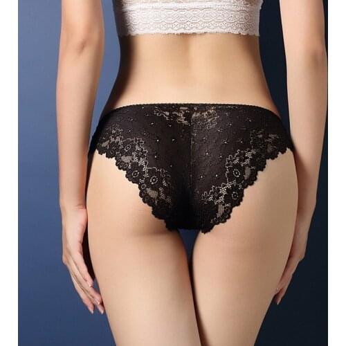 Sexy Lace Thong Panties Womens Transparent Temptation Briefs Low Waist See-through G-string Hot Underpants Thongs Underwear
