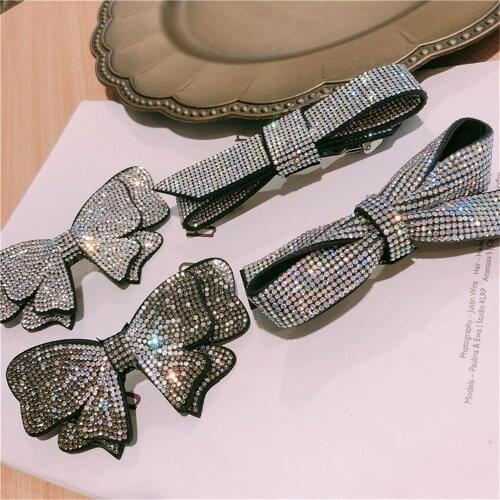 Women Hairpins Hair clips Bow knot Barrettes Zircon Rhinestone Fashion Korean Lady Girl Head Accessories Wholesale Office