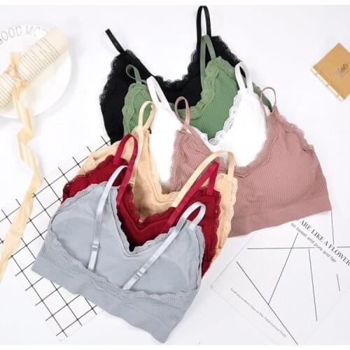 CHRLEISURE Lace Bra Sweet Women Bralette Conditionable Shoulder Strap Underwear Gathering Without Steel Rings Bras
