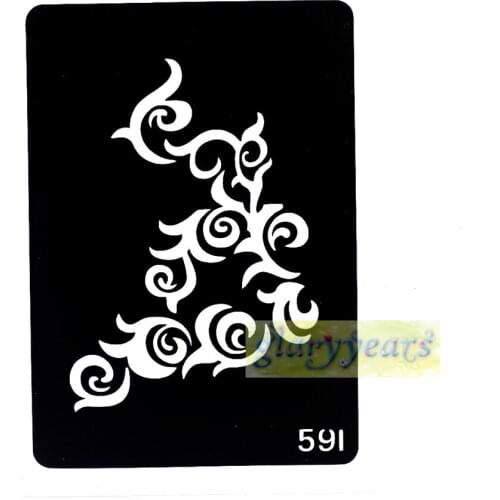 1pc Hot Professional Airbrush Paste Paper Sticker Waterproof Flash Henna Temporary Tattoo Black Flowers Style Women Body Art 591