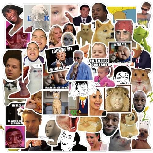 50PCS Classic Meme Stickers DIY Fridge Guitar Laptop Motorcycle Luggage Skateboard Graffiti Joke Sticker Decal Kid Toys Gift