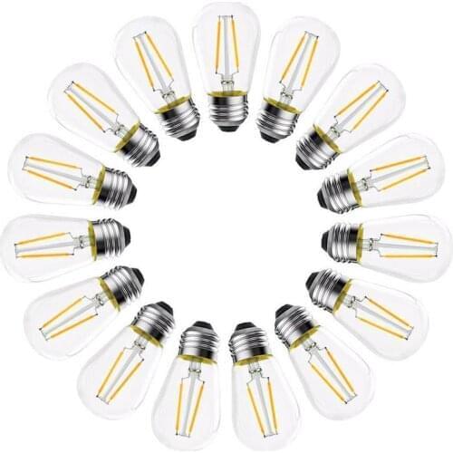 15 Pack LED S14 Replacement Light Bulbs E26 2W Edison Bulbs for Outdoor String Lights replacement-indoor or outdoor use