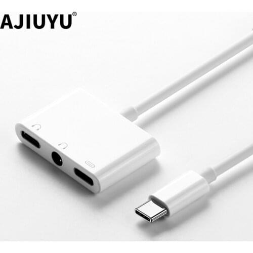 2 In 1 Dual Type C Jack Audio Headphones Adapter For Samsung Huawei P40 USB C to 3.5mm Headphone AUX Splitter Charging Converter