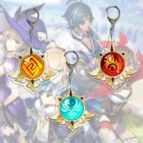 Anime Keychain Genshin Impact Element Vision Gods Eye Mondstadt Liyue Harbor Accessories Bag Pendant Key Chain for Girl Gifts