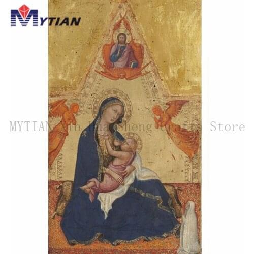 Ansano di Pietro di Mencio Work 5d Wall Sticker Madonna of Humility Diamond Painting Religion Icon Diamond Embroidery Handicraft