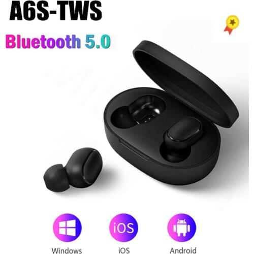 A6S Bluetooth Headsets for redmi airdots TWS Earphone Stereo Wireless Active Noise Cancellation With Mic Handsfree Earbuds airdo